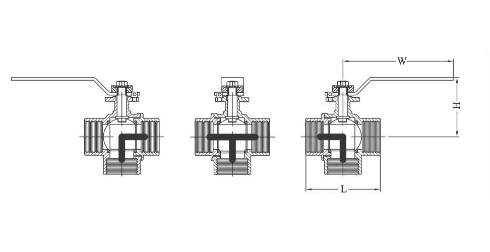 AAP Brass Ball Valve 3-way T-Port PN102