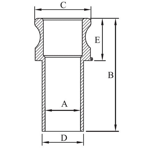 AAP Camlock Adaptor Polypropylene Type E2