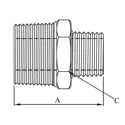 AAP Reducing Hexagon Nipple BSPT Black - AIMS Industrial Supplies