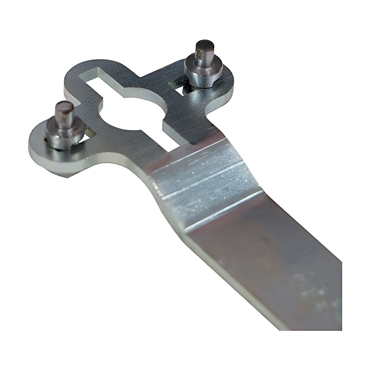 Close-up of the slotted head and two adjustable pins of an Abbott & Ashby pin spanner