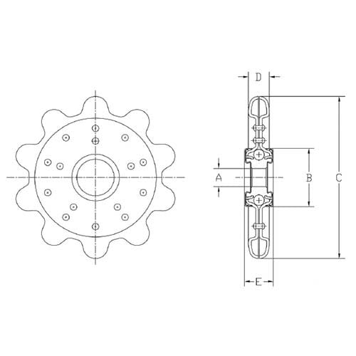 Aetna 41.4mm Pitch 7 Tooth 5/8" ID Detachable Link Idler Sprocket2