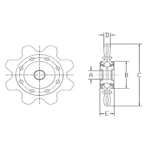 Aetna AG2427-1AF 1-1/2" Pitch 8T 5/8" ID Heavy Duty Double Idler Sprocket - AIMS Industrial Supplies