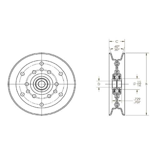 Aetna Idler Pulley C Section 7-5/16" OD x 5/8" ID x 1-3/16" Wide2