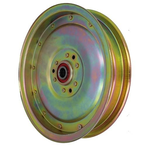 Aetna Idler Pulley Flat Flanged Zinc Yellow 8" OD x 5/8" ID x 1-1/2" Wide - AIMS Industrial Supplies