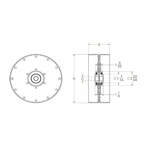 Aetna Idler Pulley Flat Non Flanged Zinc Yellow 8" OD x 5/8" ID x 3-1/4" - AIMS Industrial Supplies