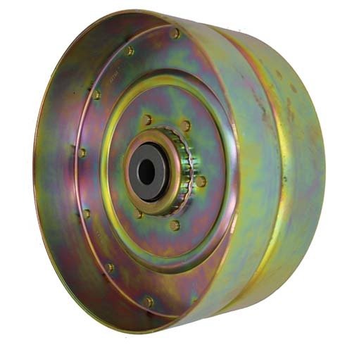 Aetna Idler Pulley Flat Non Flanged Zinc Yellow 8" OD x 5/8" ID x 3-1/4" - AIMS Industrial Supplies