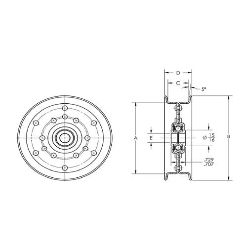 Aetna Idler Pulley Flat Single Flanged 2-3/4" OD x 1/2" ID x 1-1/2" Wide2