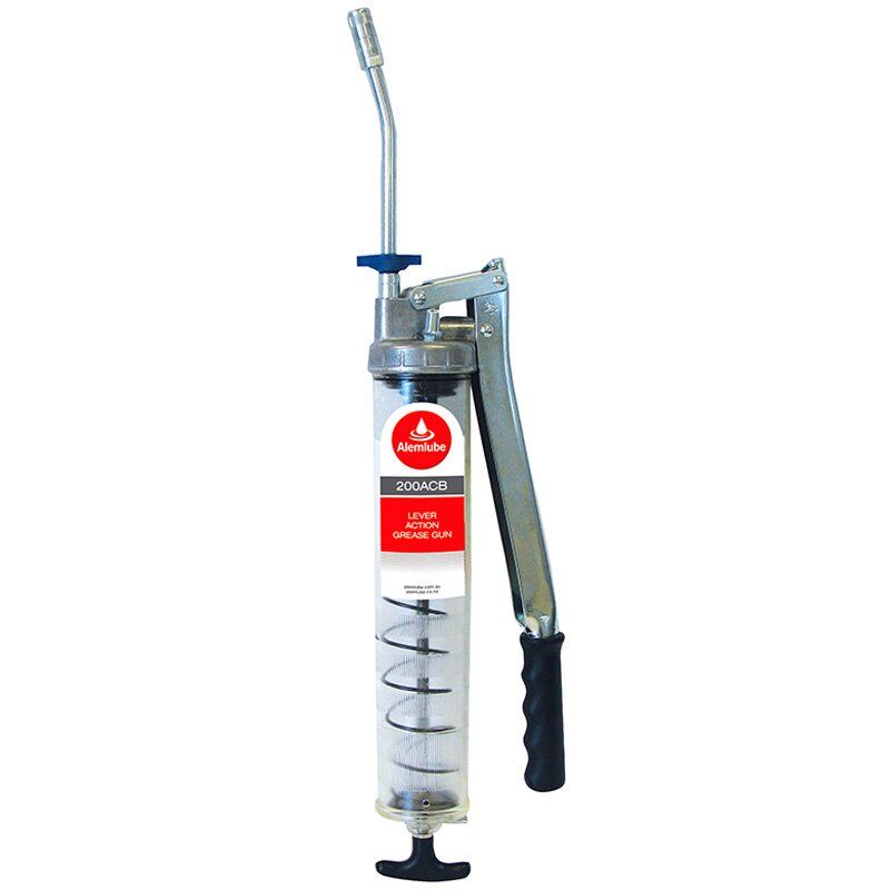 Alemlube 400g Clear Barrel Lever Action Grease Gun 200ACB - AIMS Industrial Supplies