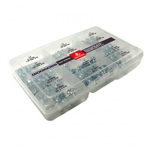 Alemlube EL Series Stainless Steel Grease Nipple Assortment Kit, 100pcs - AIMS Industrial Supplies