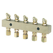 Alemlube Header Block 5 Outlet Fittings and Grease Nipples 6135 - AIMS Industrial Supplies