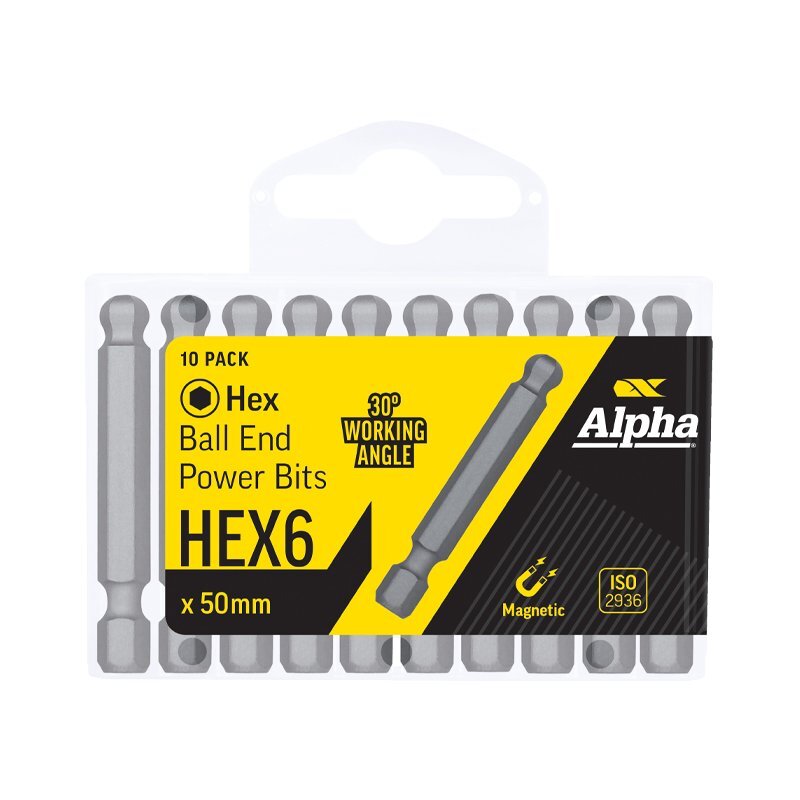Alpha Hex Ball End Power Bit - Handipack - AIMS Industrial Supplies