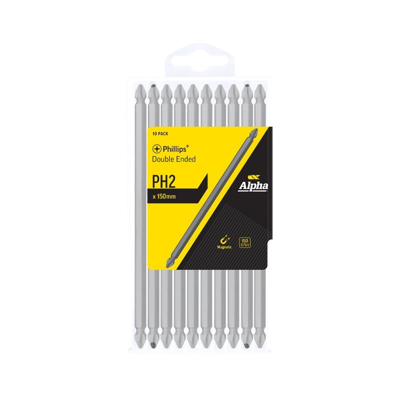 Alpha PH2 x 150mm Phillips Double Ended Driver Bit - Handipack 10/Pack