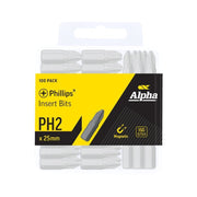 Alpha PH2 X 25mm Phillips Insert Bit PH225SHXXL 100/Pack - AIMS Industrial Supplies