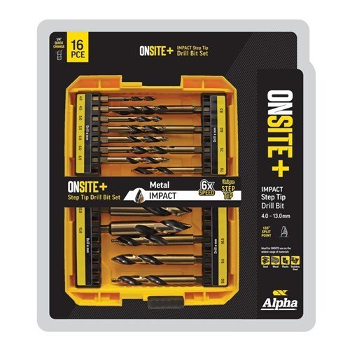 Alpha SM16ST ONSITE Plus Impact Step Tip Drill Set, 16piece - AIMS Industrial Supplies