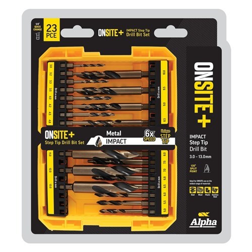 Alpha SM23ST ONSITE Plus Impact Step Tip Drill Set, 23piece1