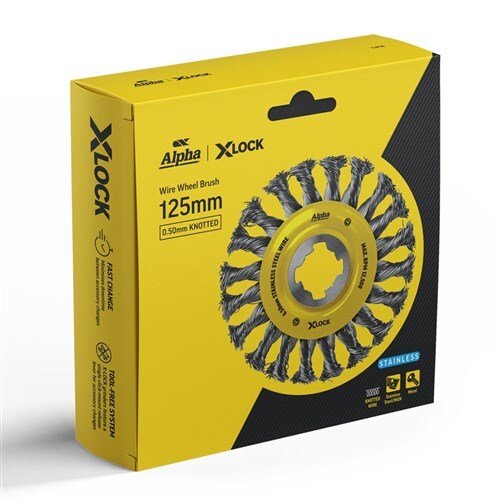 Alpha X - Lock 125mm Knotted Stainless Steel Wire Wheel Brush - AIMS Industrial Supplies