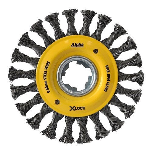 Alpha X - Lock 125mm Knotted Steel Wire Wheel Brush - AIMS Industrial Supplies