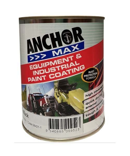 Anchor Max High Gloss Enamel Paint Satin Black 1L