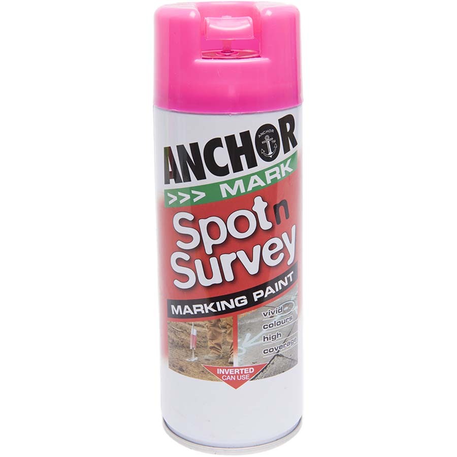 Anchor Spot N Survey Aerosol Paint Pink Fluorescent 350g