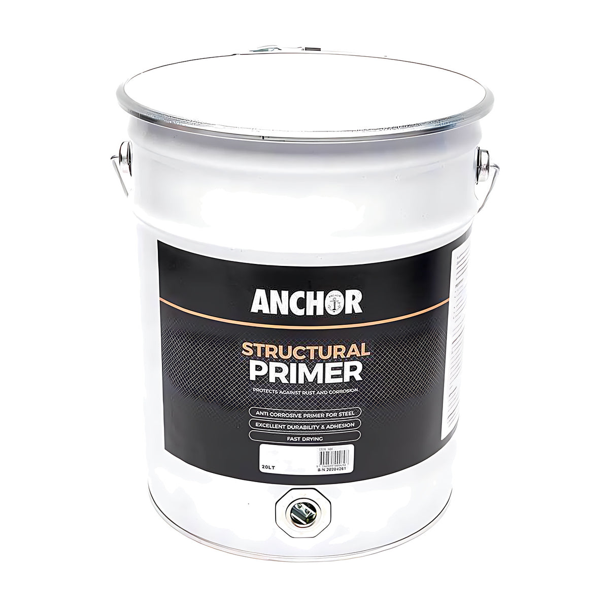 Anchor Structural Primer in a white 20LT steel pail with a bung and a black label