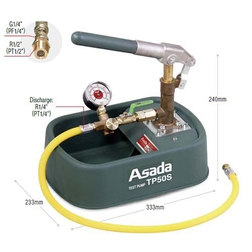 Asada TP50S Manual Pressure Test Pump 710psi, 3L Tank Capacity - AIMS Industrial Supplies