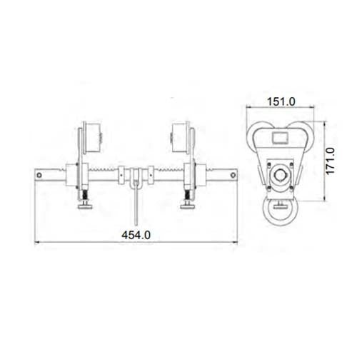 Austlift Adjustable Beam Trolley 23kN Aluminium Alloy & Stainless Steel - AIMS Industrial Supplies