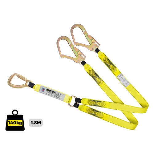 Austlift Double Webbing Lanyard W/ Triple Action Hook & Steel Scaffold Hook - AIMS Industrial Supplies