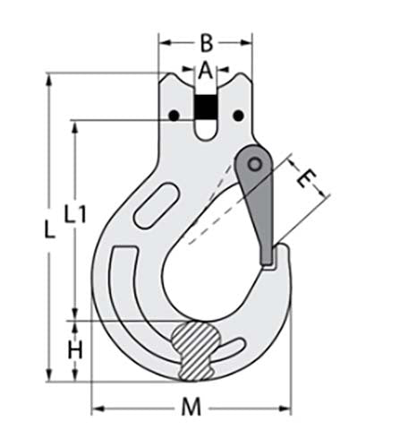 Austlift G100 Sling Hook Clevis With Latch - AIMS Industrial Supplies