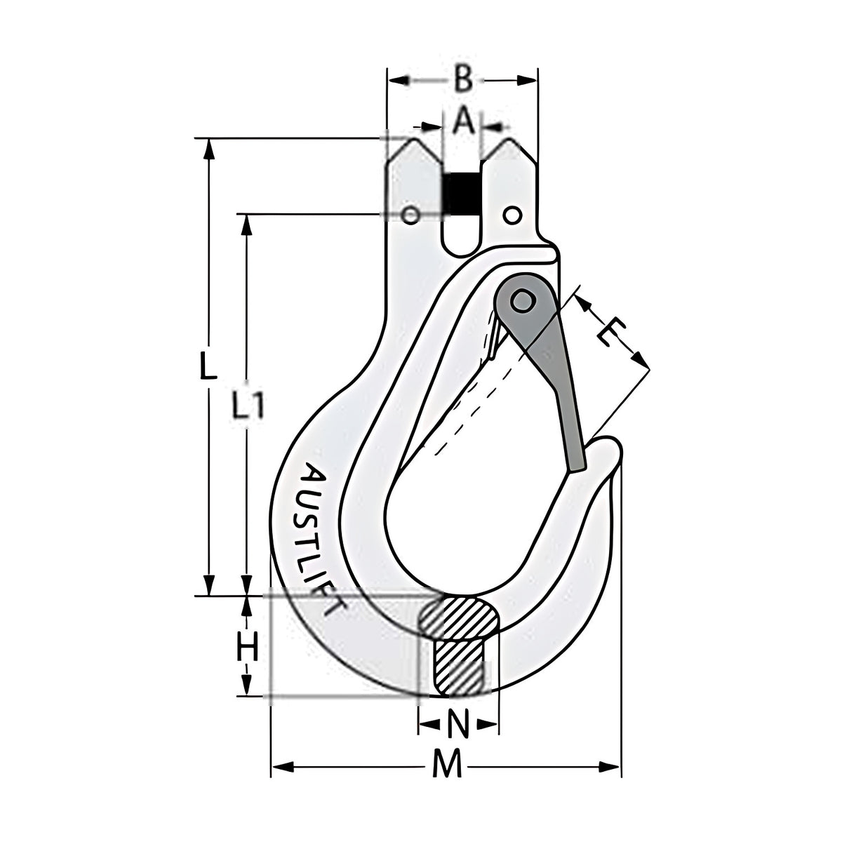 Austlift G80 Clevis Sling Hook C/W Safety Latch SC Type