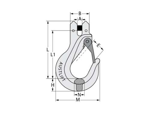 Austlift G80 Clevis Sling Hook C/W Safety Latch SC Type - AIMS Industrial Supplies