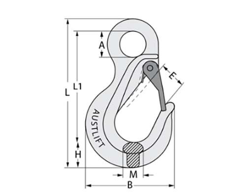 Austlift G80 Eye Sling Hook C/W Safety Latch SE Type3