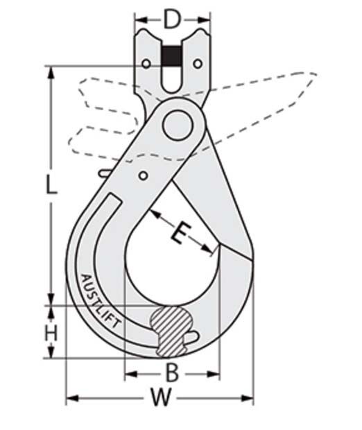 Austlift G80 LC Type Clevis Self Locking Hook - AIMS Industrial Supplies