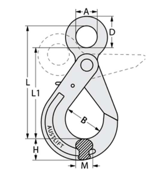 Austlift G80 LE Type Eye Self Locking Hook - AIMS Industrial Supplies