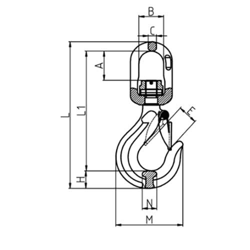 Austlift G80 Swivel Hook W/ Safety Catch Ball Bearing - AIMS Industrial Supplies