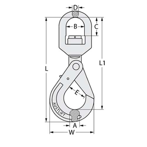 Austlift G80 Swivel Self Locking Hook W/ Ball Bearing2