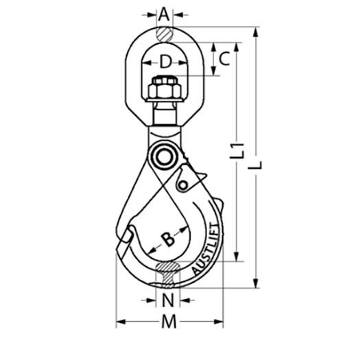 Austlift Grip Swivel Self Locking Hook Swivel NS Type - AIMS Industrial Supplies