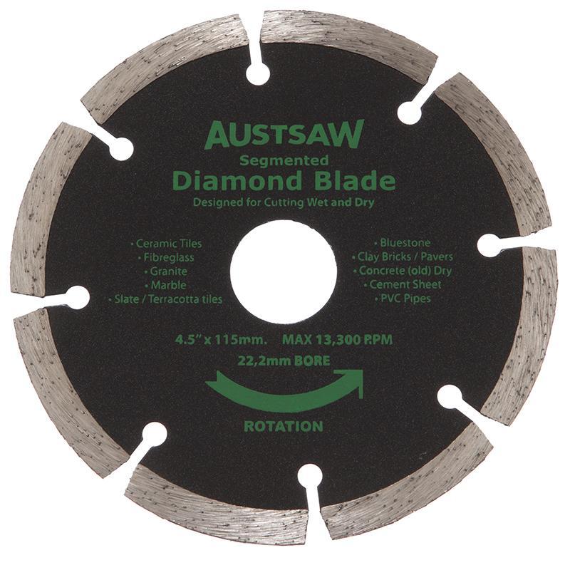 Austsaw 115mm (4.5") Diamond Blade Segmented - 22.2mm Bore