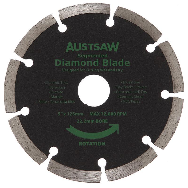 Austsaw 125mm (5") Diamond Blade Segmented - 22.2mm Bore