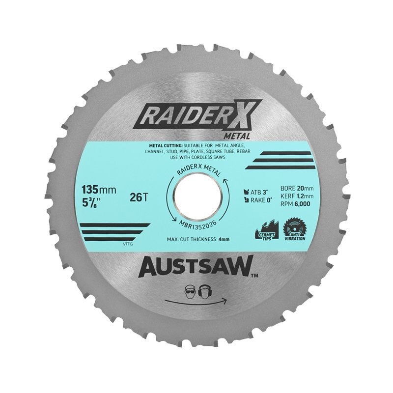 Austsaw 135mm RaiderX Metal Blade 20mm Bore 26T Teeth