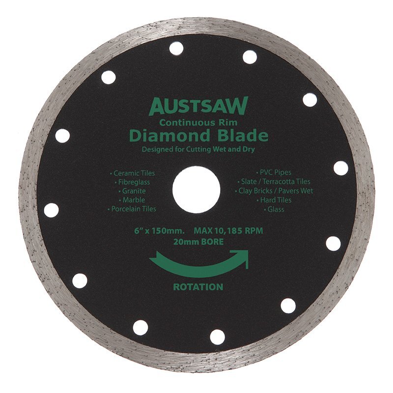 Austsaw 150mm(6") Diamond Blade Continuous Rim - 20mm Bore