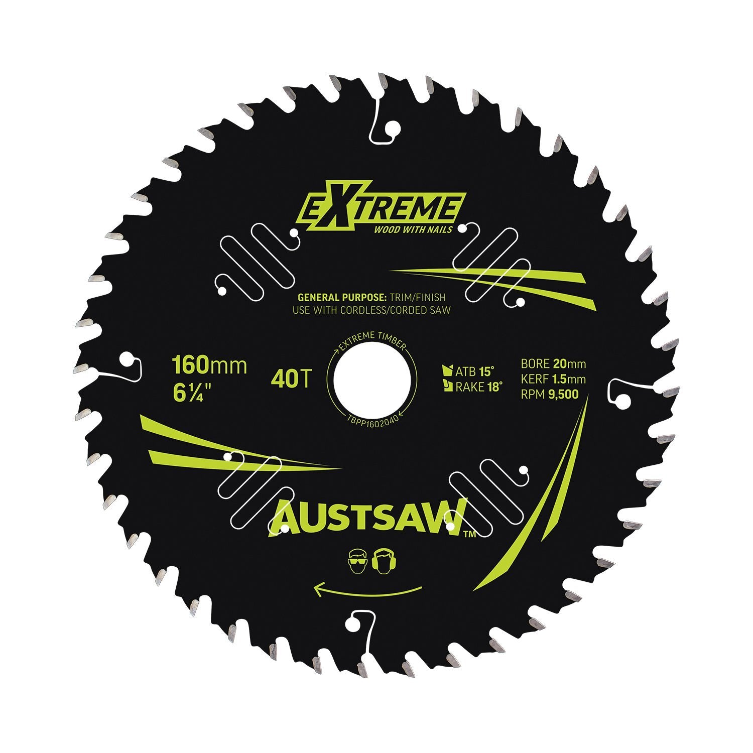 Austsaw 160mm Extreme Wood with Nail Blade 20/16mm Bore 24 Teeth