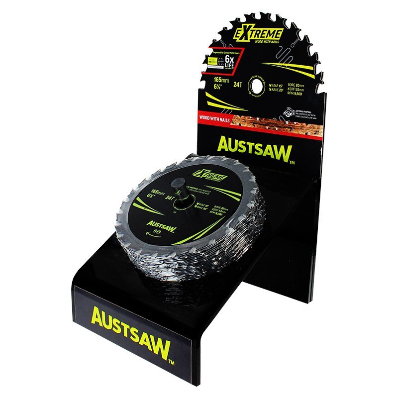 Austsaw 165mm Extreme Wood with Nail Blade 20mm Bore 24 Teeth 20/Pack1