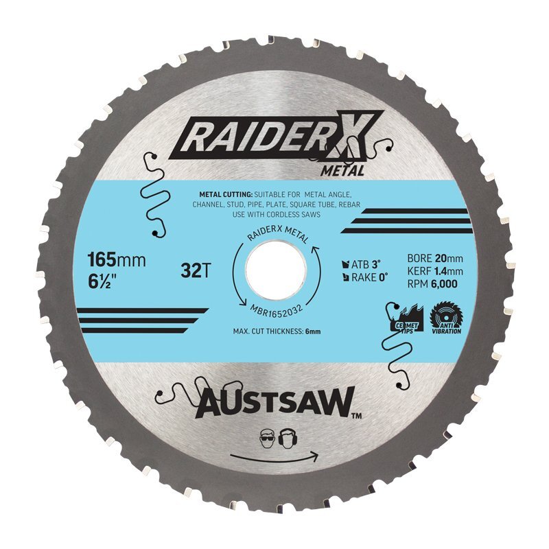 Austsaw 165mm RaiderX Metal Blade 20mm Bore 32 Teeth