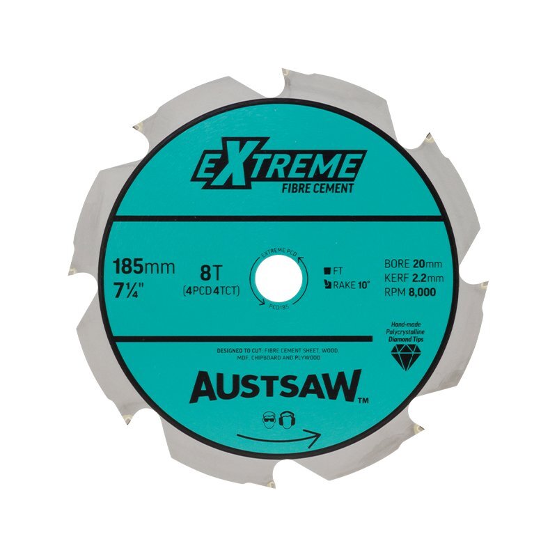 Austsaw 185mm (7 1/4") Polycrystalline Diamond Blade 20/16mm Bore