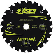 Austsaw 185mm Extreme Wood W/ Nail Blade 20mm Bore 24 Teeth 20/Pack1
