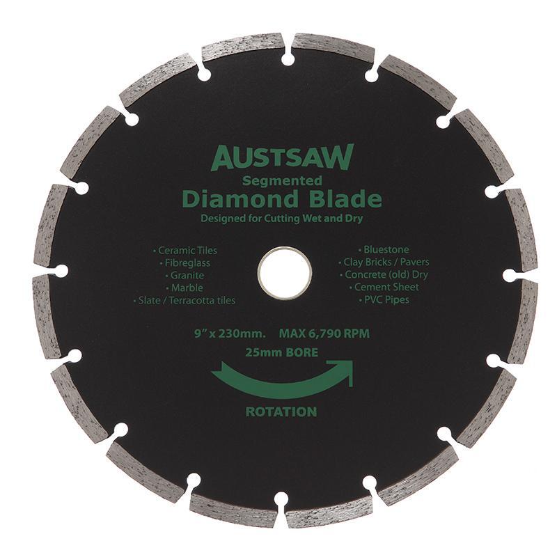 Austsaw 230mm (9") Diamond Blade Segmented - 25/22.2mm Bore