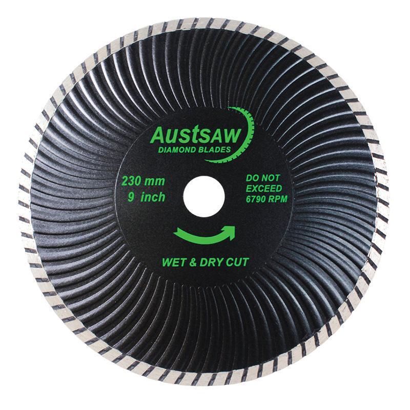 Austsaw 230mm (9") Diamond Blade Super Turbo Wave - 25/22.2mm Bore