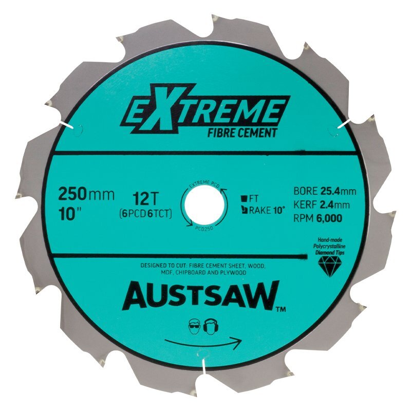 Austsaw 250mm (10") Polycrystalline Diamond Blade 25.4mm Bore