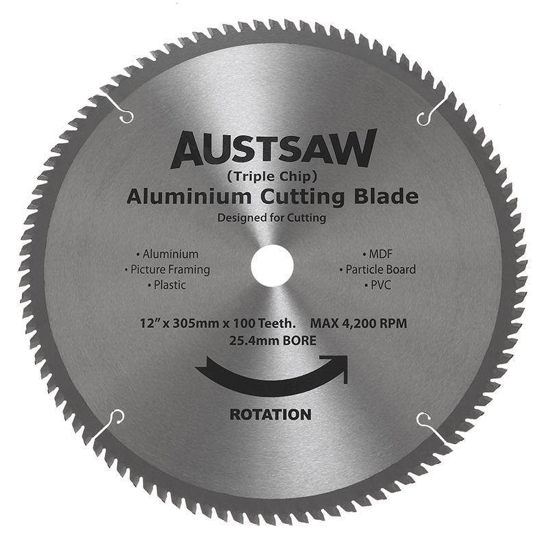 Austsaw 300mm (12") Aluminium Blade Triple Chip 25.4mm Bore 100 Teeth