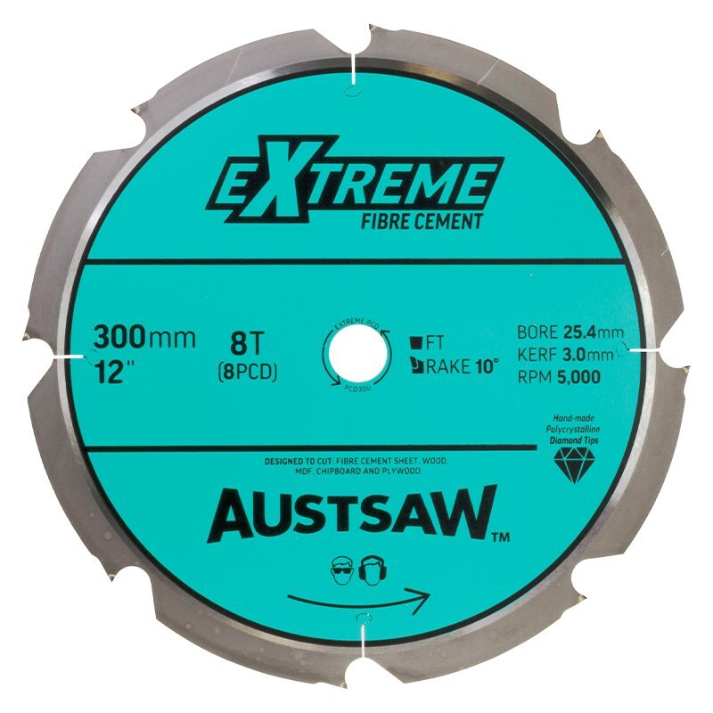 Austsaw 300mm (12") Polycrystalline Diamond Blade 25.4mm Bore 8 Teeth